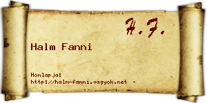 Halm Fanni névjegykártya